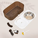 Поїлка фонтан для кішок автоматична з годівницею Автопоїлка подвійна для тварин біла, фото 4