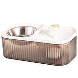 Поїлка фонтан для кішок автоматична з годівницею Автопоїлка подвійна для тварин біла, фото 8