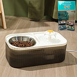 Поїлка фонтан для кішок автоматична з годівницею Автопоїлка подвійна для тварин біла, фото 2