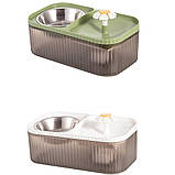 Поїлка фонтан для кішок автоматична з годівницею Автопоїлка подвійна для тварин біла, фото 10