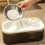 Поїлка фонтан для кішок автоматична з годівницею Автопоїлка подвійна для тварин біла, фото 9