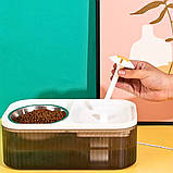 Поїлка фонтан для кішок автоматична з годівницею Автопоїлка подвійна для тварин біла, фото 6