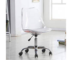 Офісне крісло Астер прозоре з білим сидінням