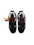 Чоловічі кросівки на хутрі Air Jordan Retro 4 All Black/Red, фото 3