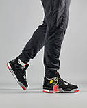 Чоловічі кросівки на хутрі Air Jordan Retro 4 All Black/Red, фото 7