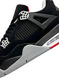 Чоловічі кросівки на хутрі Air Jordan Retro 4 All Black/Red, фото 6