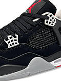 Чоловічі кросівки на хутрі Air Jordan Retro 4 All Black/Red, фото 8