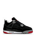 Чоловічі кросівки на хутрі Air Jordan Retro 4 All Black/Red, фото 9