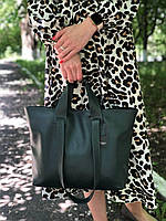 Женская кожаная сумка-трансформер с двумя парами ручек, цвета в ассортименте Зеленый