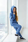 Дитячий флісовий спортивний костюм зимовий синій Комплект оверсайз Худі + Штани на зиму, фото 5