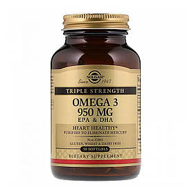 Омега-3 потрійної сили (Omega 3 Triple Strength) 950 мг 50 капсул SOL-02057