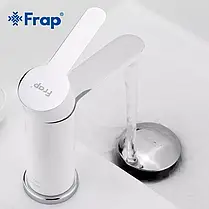 Змішувач для умивальника Frap F1041, білий/хром, фото 3