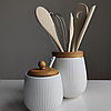 Набори кухонного приладдя дерево 6 предметів з підставкою кераміка білий, фото 10