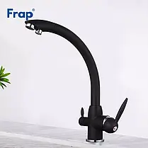Змішувач для кухні на дві води Frap F4399-7, чорний, фото 3
