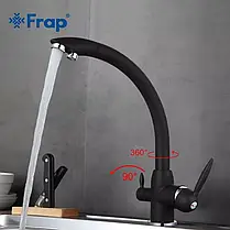 Змішувач для кухні на дві води Frap F4399-7, чорний, фото 4