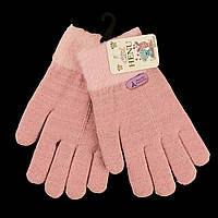Рукавички дитячі люрекс з хутром Fashion 8-13 леть зима рожевий