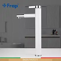 Змішувач для умивальника Frap F1052-15 високий, білий/хром, фото 3