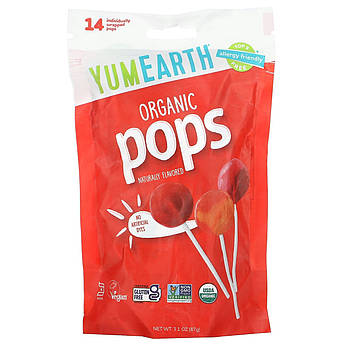 Органічні льодяники YumEarth organic pops асорті на паличці 14 льодяників 87 г