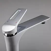 Змішувач для умивальника Frap F1052-54 високий, білий/хром, фото 5