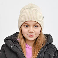 Шапка з відворотом на флісі молодіжна доросла дитяча зимова шапка розмір one size колір льон