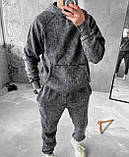 Чоловічий теплий спортивний костюм D11617 сірий S, фото 2