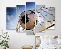 Модульная картина на холсте из пяти частей KIL Art Футбольный мяч в сетке ворот 112x68 см (M5_M_27)
