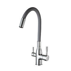 F4396 кухня під фільтр одноваж. силiкон. вилив лат. корп. гайка Ø35 (хром/сірий) {10/1}