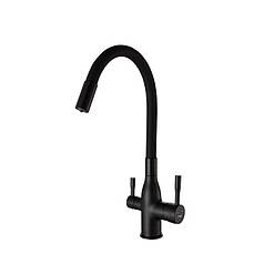 F4396-6 кухня під фільтр одноваж. силiкон. вилив лат. корп. гайка Ø35 (чорний) {10/1}