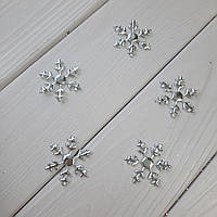 Патчі Сніжинки з екошкіри Срібло набір 10 шт d — 4 см.