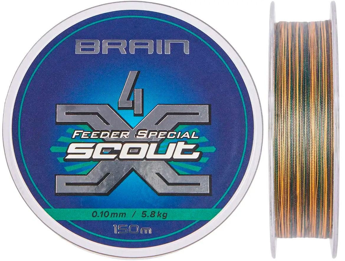 Шнур Brain Scout 4X 150m (camo) 0.163mm 9.8kg для фідерної ловлі