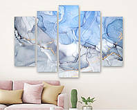 Модульная картина на холсте из пяти частей KIL Art Холодный голубой мрамор 112x68 см (M5_M_162)