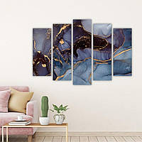 Модульная картина на холсте из пяти частей KIL Art Мрачный мрамор 112x68 см (M5_M_232)