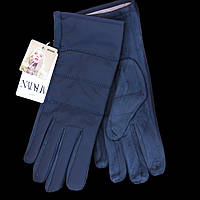 Перчатки женские сенсорные из искусственной замши с плащевкой 3 полосы осень-зима р M синий