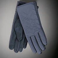 Перчатки женские сенсорные из искусственной замши с плащевкой зигзаг осень-зима р M графитовый