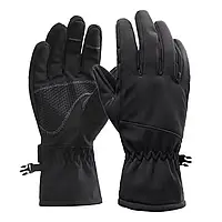 Тактичні рукавички Soft Shell повнопалі на флісі Black водовідштовхувальні армійські рукавички розмір "XL"
