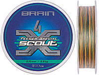 Шнур Brain Scout 4X 150m (camo) 0.128mm 7.2kg для фідерної ловлі