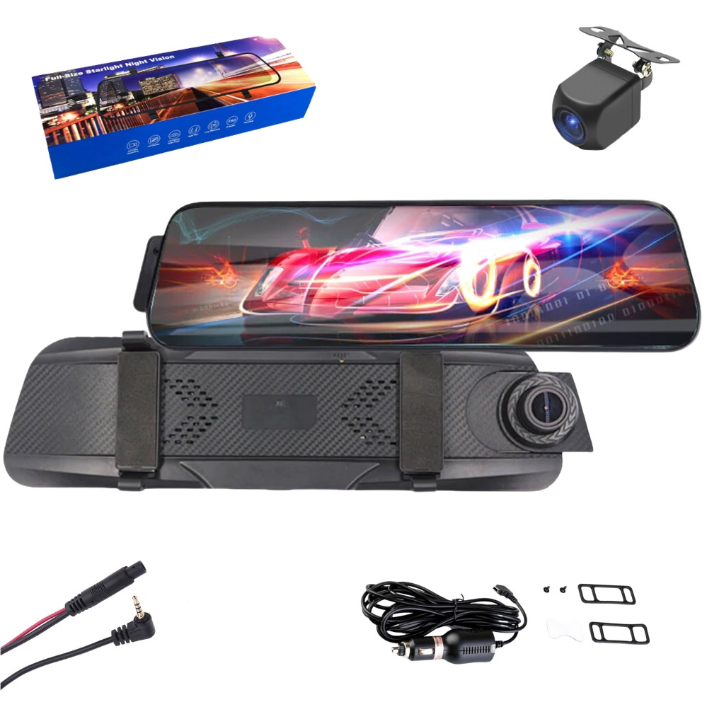 Дзеркало відеореєстратор і задня камера для паркування і запису DVR MR-10 Night vision FULL HD 10 дюймів, фото 1