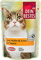 Вологий корм для котів курка та качка в соусі Dein Bestes Nassfutter Katze Huhn & Ente in Sauce, 100 g