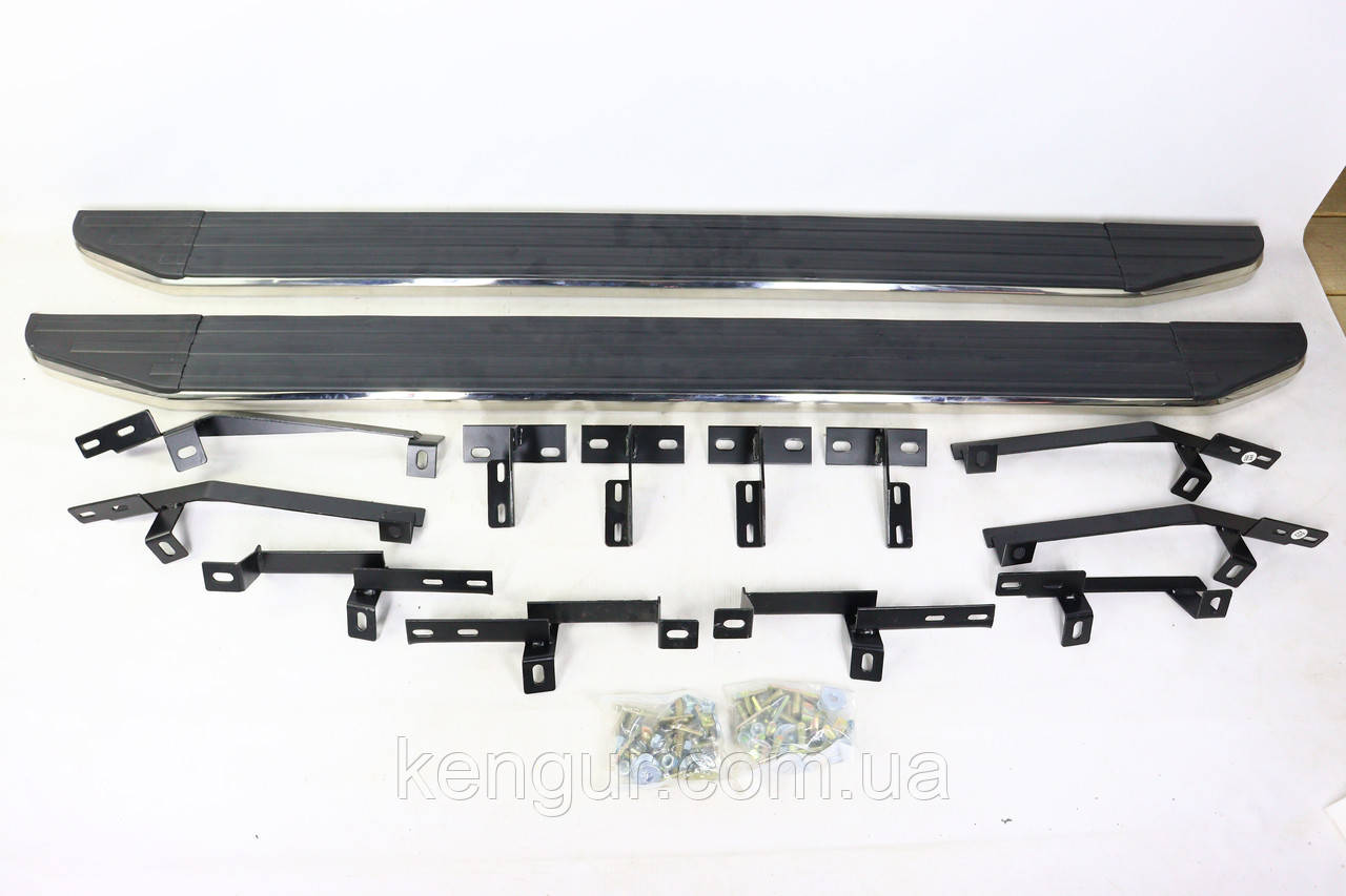 Бокові пороги  (new point, чорні з хром окантовкою) Toyota Highlander 2008-2013