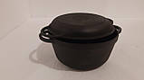 Каструля чавунна з чавунною кришкою-сковородою. Об'єм 2,0 літра, 200х100 мм, фото 5