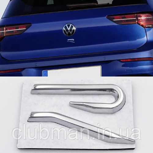 Емблема шильдік стікер NEW R-line VW (Фольцваген) - Хром 3.9x2.4 cm