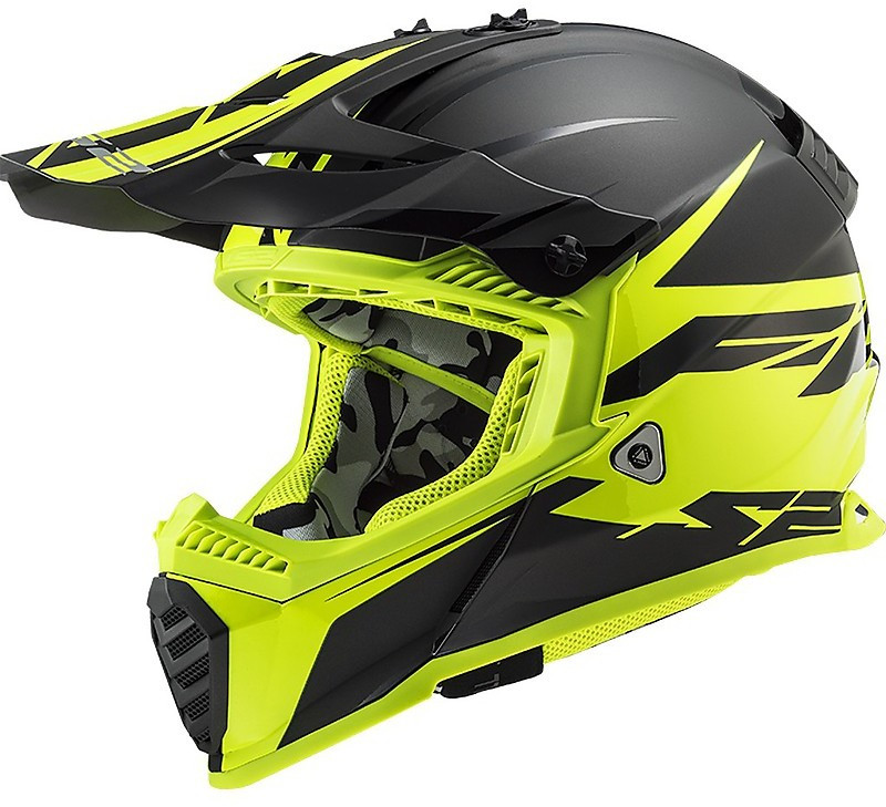 МОТОШОЛОМ ЕНДУРО LS2 MX437 FAST EVO ROAR КОЛІР MATT BLACK H-V YELLOW