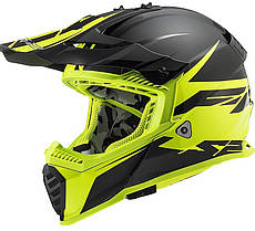 МОТОШОЛОМ ЕНДУРО LS2 MX437 FAST EVO ROAR КОЛІР MATT BLACK H-V YELLOW
