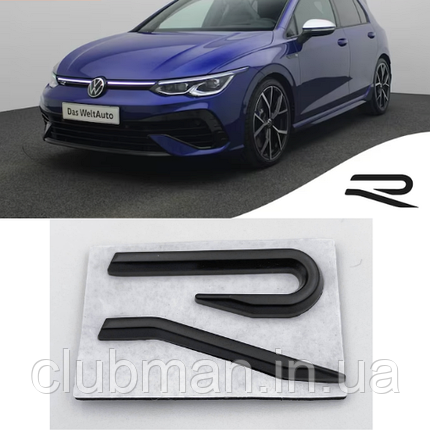 Емблема шильдік стікер NEW R-line VW (Фольцваген) - Чорний глянець 3.9x2.4 cm, фото 1