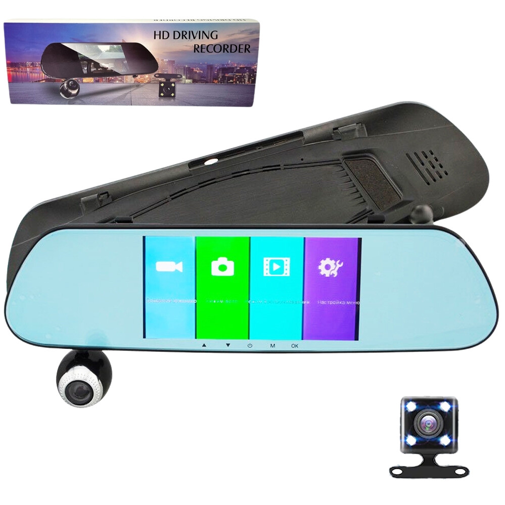 Зеркало видеорегистратор на 3 камеры с камерой заднего вида и Full HD съемкой авто регистратор HD DRIVING - фото 1 - id-p1481734039