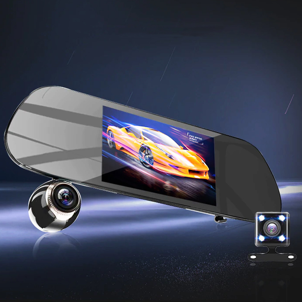 Зеркало видеорегистратор на 3 камеры с камерой заднего вида и Full HD съемкой авто регистратор HD DRIVING - фото 2 - id-p1481734039