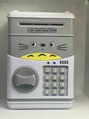 Скарбничка сейф дитяча інтерактивна іграшка Кіт Сірий із кодовим замком Cartoon CAT BF, фото 2