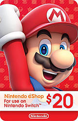 Карта поповнення Nintendo eShop 20 доларів USD Gift Card США USA US (Код)