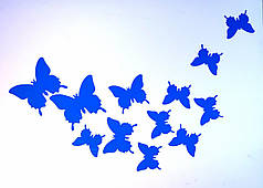 Наклейки на стіну 12 шт 3D метеликів темно-сині Б130