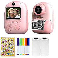 Дитяча фотокамера D10 з моментальним друком Pink/Рожева